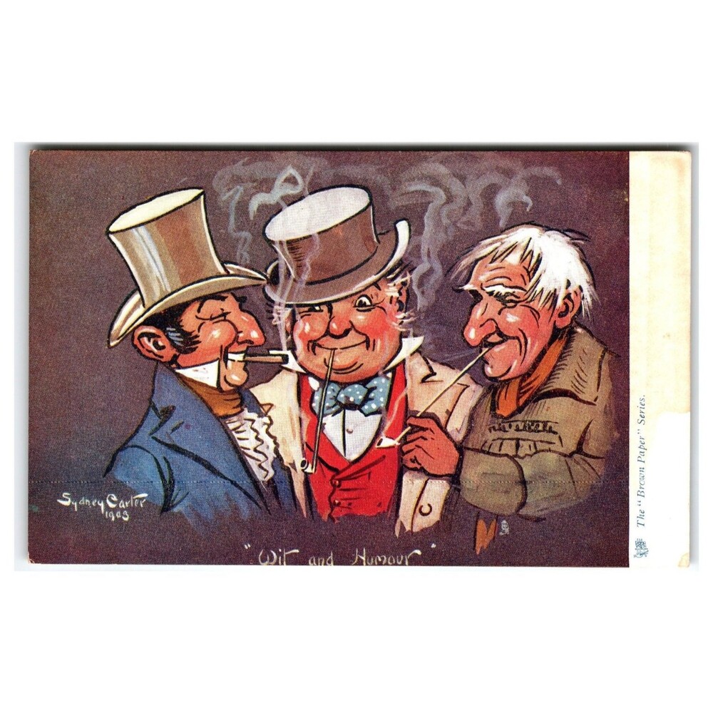 1905 Sydney Carter "Wit & Humour" Raphael Tuck Oilette Brown Paper Series 1740